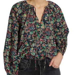 Derek Lam size 2 Crosby Devon long sleeve vneck‎ oversized Cotten blouse